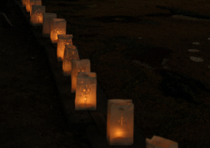 Luminarias light up during nighttime